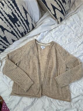 Croft & Barrow Gold Shimmer Open Front Pointelle Cardigan